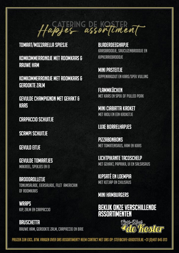 Café-Zaal De Koster menu