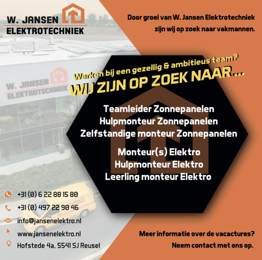 Advertentie W. Jansen Elektrotechniek